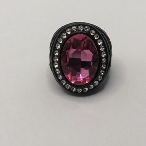 Large black and pink costume ring